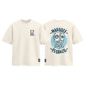 Lucky Cat Taiko Festival graphic tee colour preview in Off White, shown front and back.