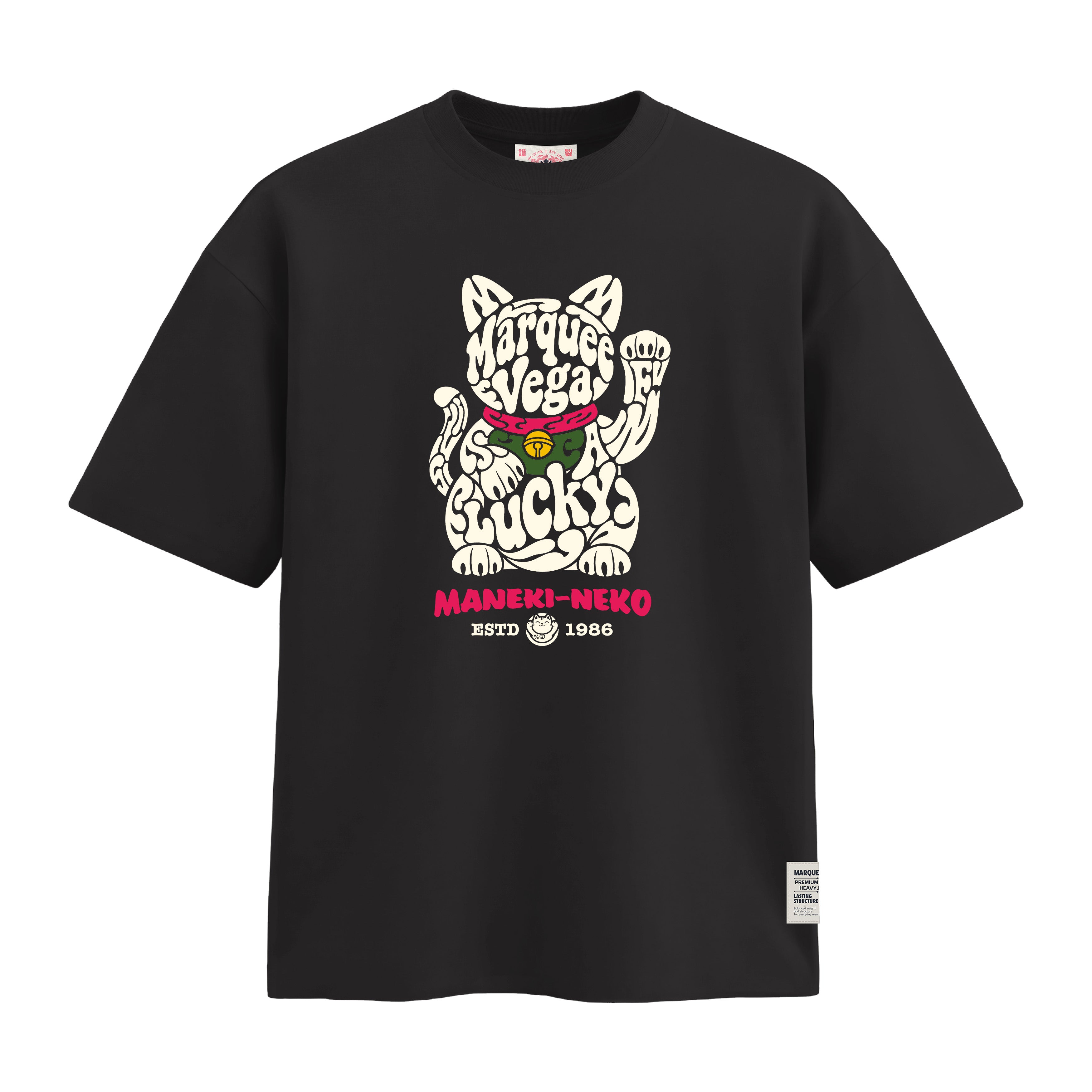 Maneki-Neko Lucky Cat - Marquee Vega Graphic heavyweight loose fit graphic tee product image by Marquee Vega.