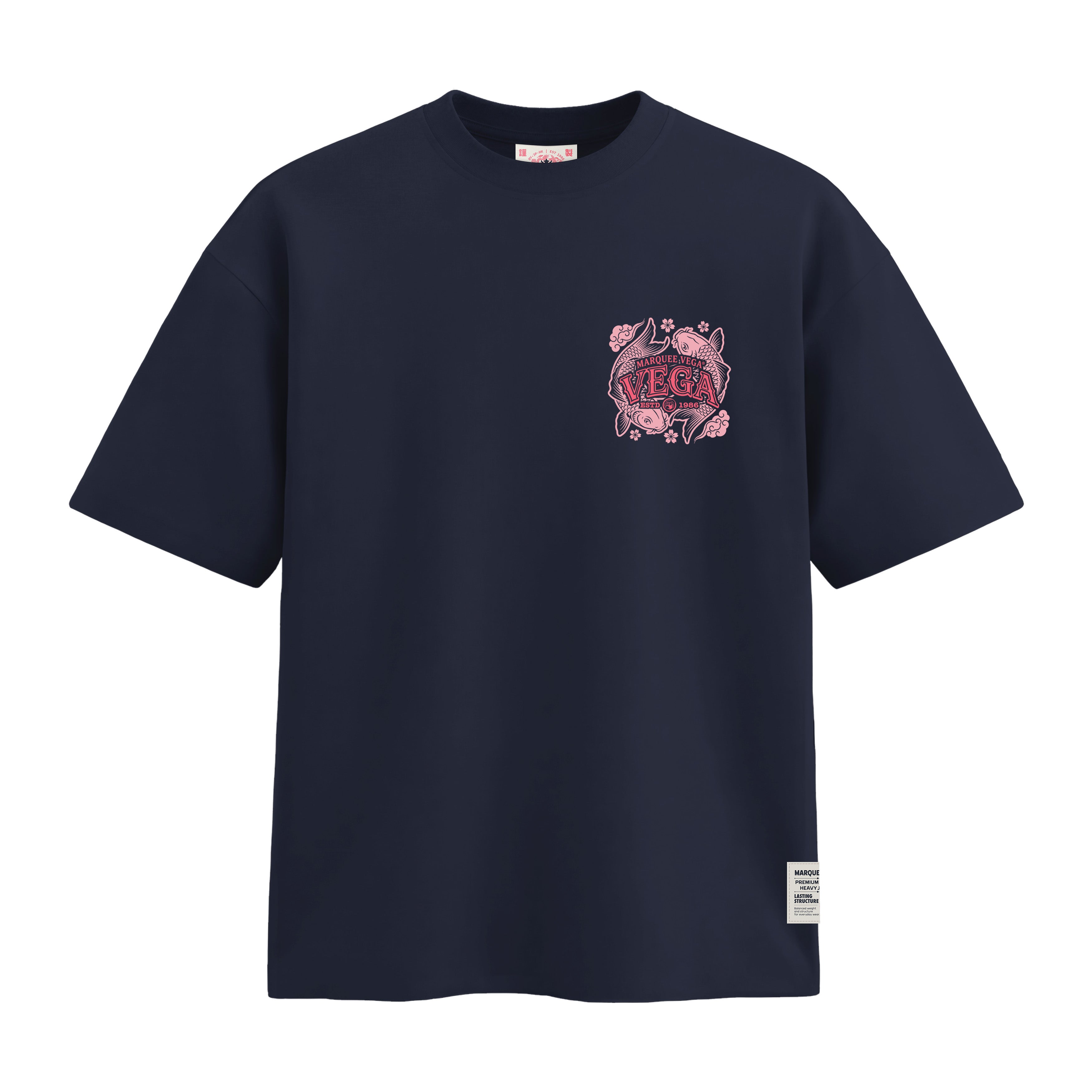 Vega Koi - Japanese Wave Graphic heavyweight loose fit graphic tee product image by Marquee Vega.