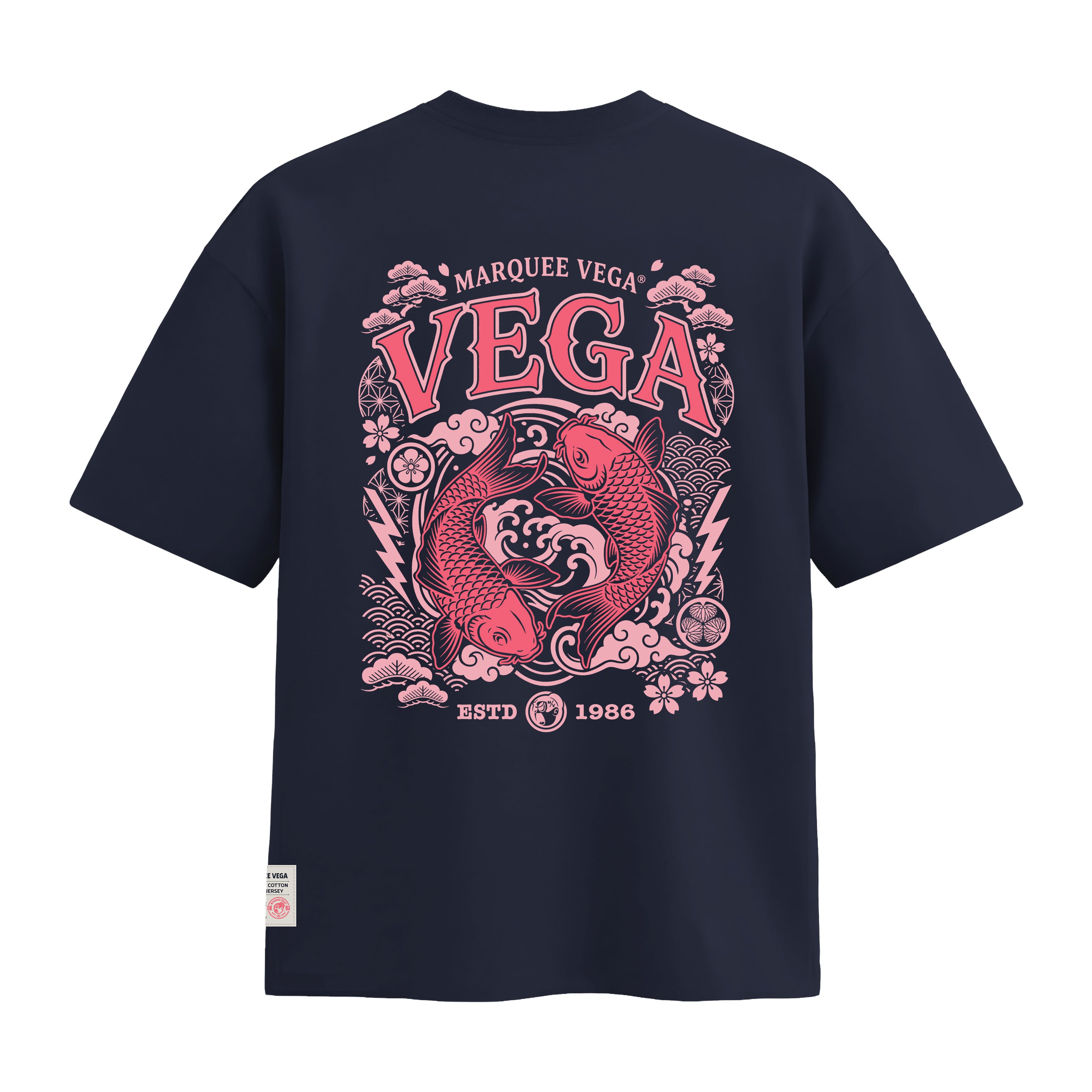 Vega Koi - Japanese Wave Graphic heavyweight loose fit graphic tee product image by Marquee Vega.