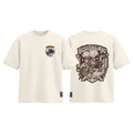 Boso Zoku Neko Orange graphic tee colour preview in Off White, shown front and back.