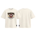 DARUMA - Lucky Japanese Doll graphic tee colour preview in Off White, shown front and back.