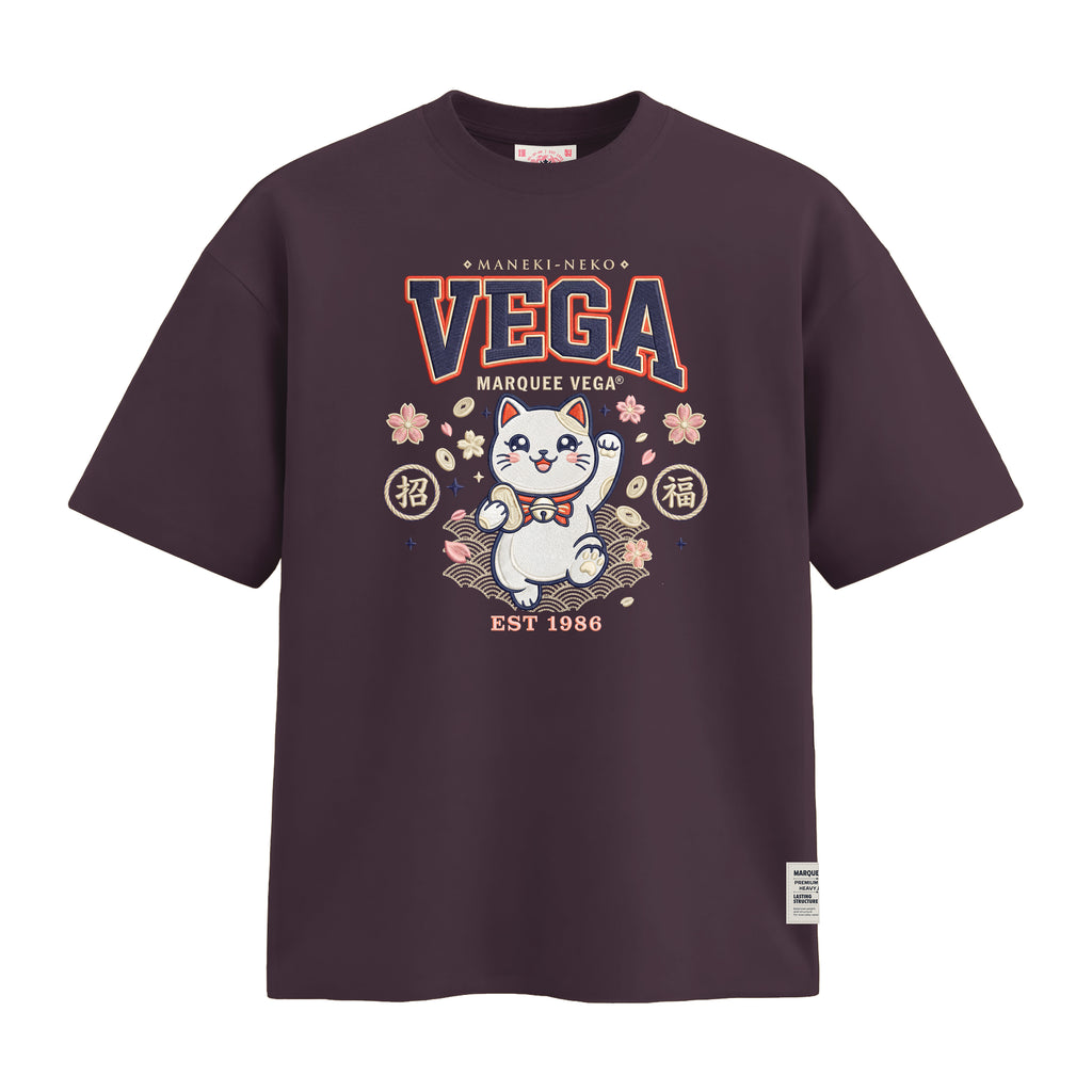 Lucky Maneki Neko Mascot heavyweight loose fit graphic tee product image by Marquee Vega.